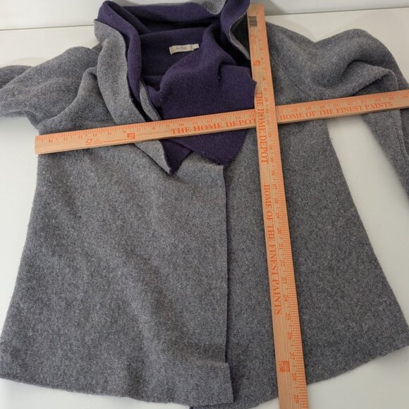 A Ida Wrap Cardigan Womens Size Large Gray Wool Blend Stretch Asymmetrical - Picture 9 of 11